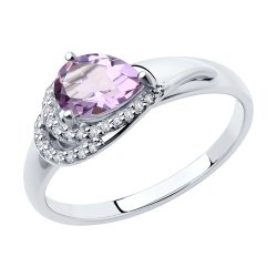 Кольцо из серебра с аметистом и фианитами (Арт.94-310-00548-3)