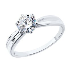 Кольцо из белого золота с фианитом (Арт.019029-3)
