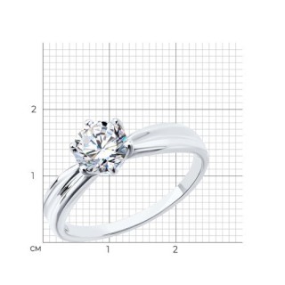 Кольцо из белого золота с фианитом «Сияние чувств» Соколов (арт.019029-3)