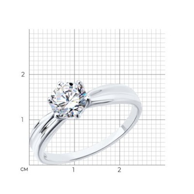 Кольцо из белого золота с фианитом «Сияние чувств» Соколов (арт.019029-3)