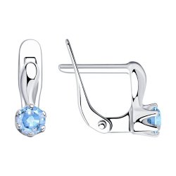 Серьги из серебра с голубыми фианитами (Арт.94020450)