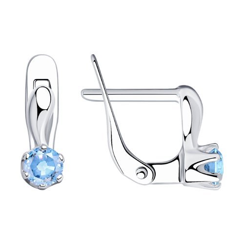 Серьги из серебра с голубыми фианитами (Арт.94020450)