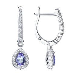 Серьги из белого золота с бриллиантами и танзанитами (Арт.6024278-3)