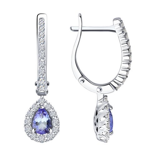 Серьги из белого золота с бриллиантами и танзанитами (Арт.6024278-3)