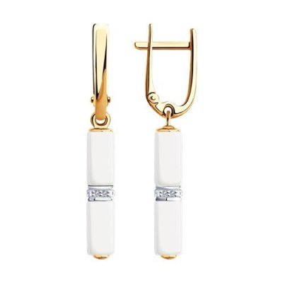 Серьги из золота с бриллиантами и керамическими вставками (Арт.6025127)