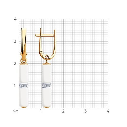 Серьги из золота с бриллиантами и керамическими вставками (Арт.6025127)