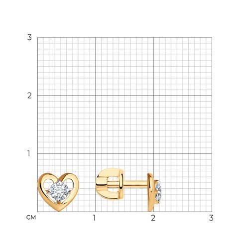 Серьги-пусеты из золота с фианитами (Арт.026867)