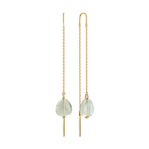 Серьги золотые пробы 585 с празиолитом (Арт.729268)