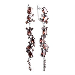 Серьги из серебра с фианитом (Арт.cz-e00320-x-wb-db-x-db)