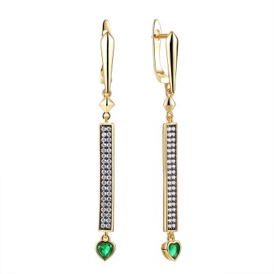 Серьги из серебра с ситаллом и фианитом (Арт.cz-e03493-x-lb-eg-x-w)