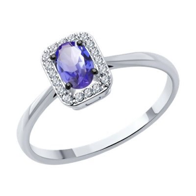 Кольцо из серебра с танзанитом и фианитами (Арт.92014551)