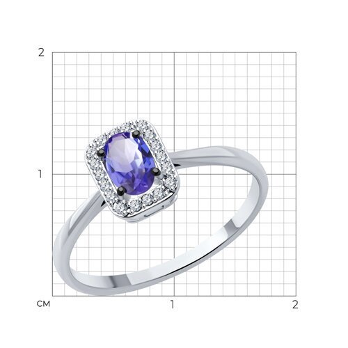 Кольцо из серебра с танзанитом и фианитами (Арт.92014551)