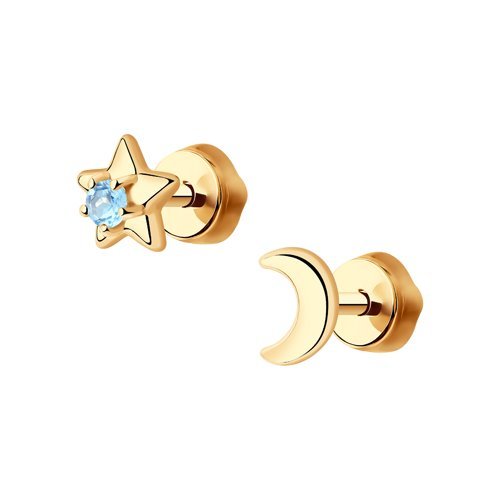 Серьги пусеты золотые пробы 585 с топазом (Арт.726891)