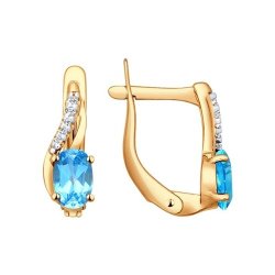 Серьги золотые пробы 585 с топазом (Арт.724218)