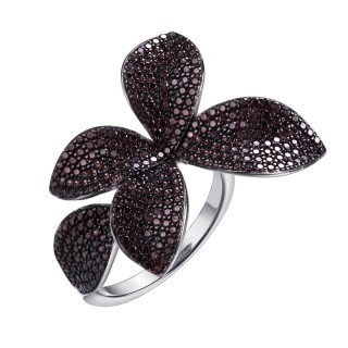 Кольцо серебряное с фианитами «Brown Flower» Fresh Jewelry (арт.CZ-R01803-X-WB-X-X-DB)