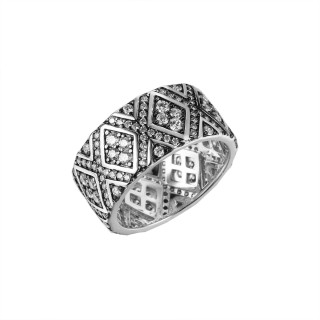 Кольцо серебряное с фианитами «Matrix Geometry» Fresh Jewelry (арт.CZ-R03912-X-WB-W-X-W)