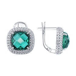 Серьги из серебра с кварцами и фианитами (Арт.92023194)