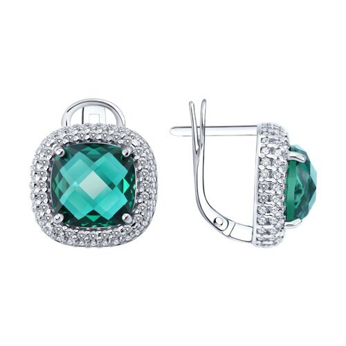 Серьги из серебра с кварцами и фианитами (Арт.92023194)