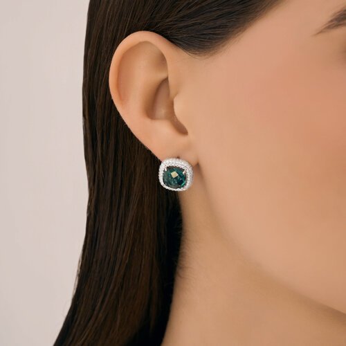 Серьги из серебра с кварцем и фианитами «Изумрудный Шарм» SOKOLOV (арт.92023194)