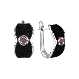 Серьги серебряные с корундом «Universe Night Glow» Fresh Jewelry (арт.Gl-E00145-X-W-Pin-X-B)