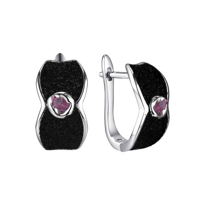 Серьги из серебра с корундом (Арт.gl-e00145-x-w-pin-x-b)