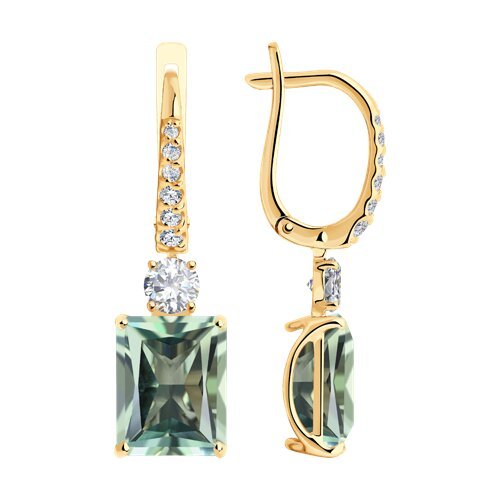 Серьги золотые пробы 585 с празиолитом (Арт.728551)