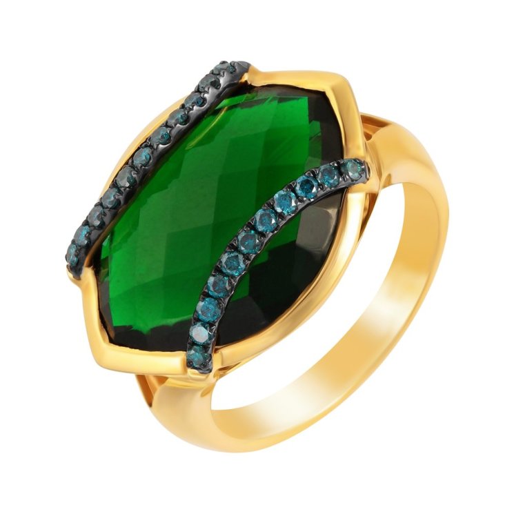 Кольцо из золота с бриллиантом и кварцем (Арт.aas_r2805_dl_gqz_yg)