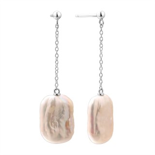 Серьги серебряные с белым жемчугом «Baroque Grace» Fresh Jewelry (арт.PI-E04666-X-W-PN-X-X)