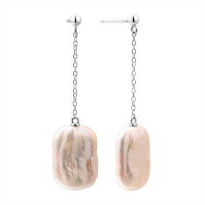 Серьги серебряные с белым жемчугом «Baroque Grace» Fresh Jewelry (арт.PI-E04666-X-W-PN-X-X)