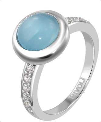 Кольцо из серебра с кошачим глазом и куб. цирконием (Арт.fgr-5-8-h-06-s)