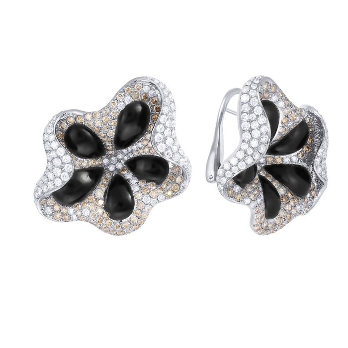 Серьги из золота с бриллиантом и ониксом (Арт.e0594onx-yh01-0568_dc_dw_ox_blk)