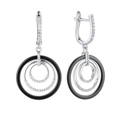 Серьги из серебра с керамикой и фианитом (Арт.tc-e00614-b-w-x-x-w)