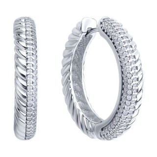 Серьги из серебра с фианитами «Спиральный блеск» Соколов (арт.94-120-02160-1)