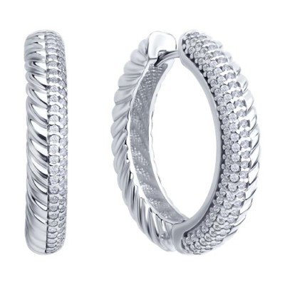Серьги из серебра с фианитами «Спиральный блеск» Соколов (арт.94-120-02160-1)