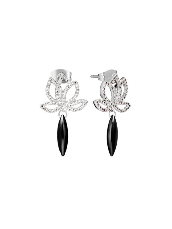 Серьги из серебра с керамикой и фианитом (Арт.tc-e01854-b-w-x-x-w)