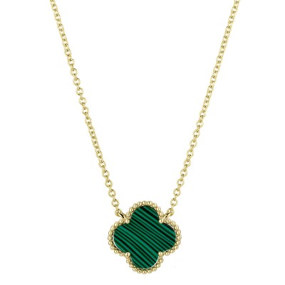 Ожерелье из серебра с малахитом «Lucky Clover» Fresh Jewelry (арт.TC-N206-1-X-L-Mal-X-X)