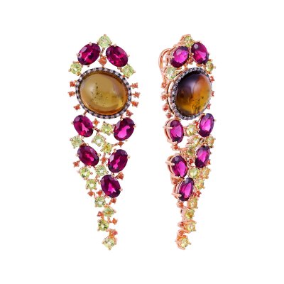 Серьги из золота с бриллиантом и родолитом (Арт.er-33154_sr_dn_os_pd_rh_tu_yg)