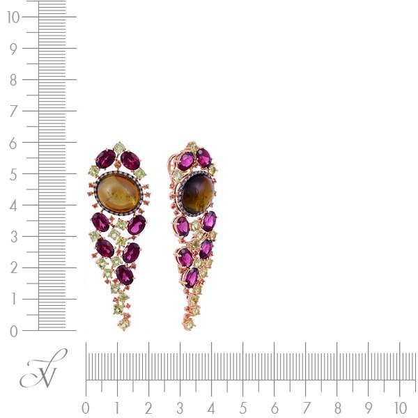 Серьги из золота с бриллиантом и родолитом (Арт.er-33154_sr_dn_os_pd_rh_tu_yg)