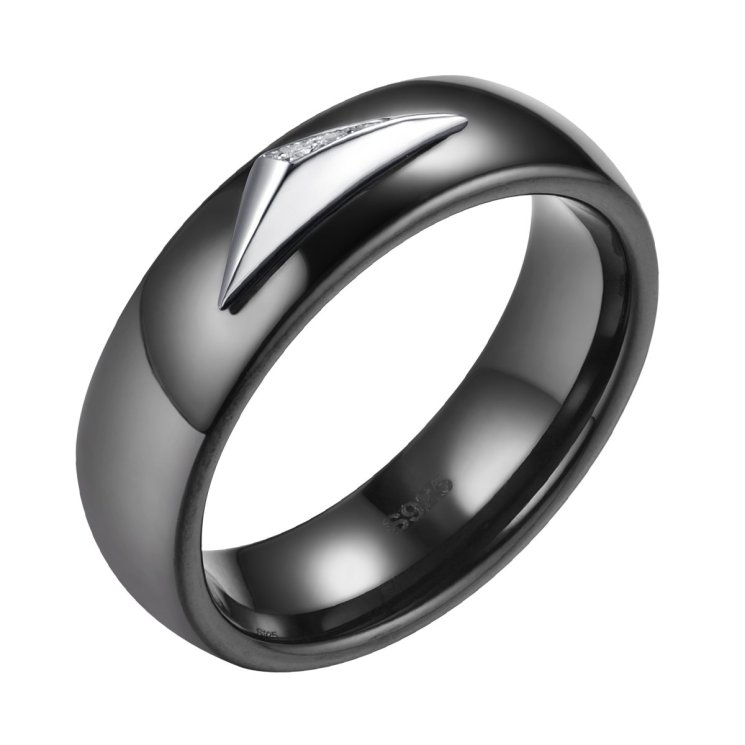 Кольцо из серебра с керамикой и фианитом (Арт.tc-r01083-b-w-x-x-w)
