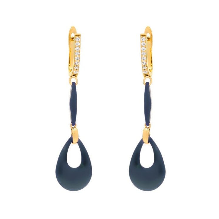 Серьги из серебра с керамикой и куб. цирконием (Арт.tm-e00097-vl-g-x-x-w)