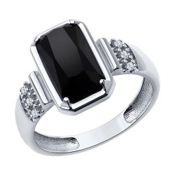 Кольцо из серебра с агатом и фианитами (Арт.94-310-02084-1)