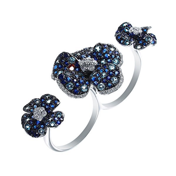 Кольцо из белого золота с бриллиантом и сапфиром (Арт.hf05311r-w-sbt_ko_sa_bt_wg)