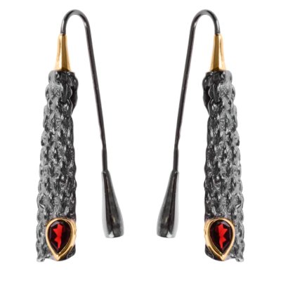 Серьги серебряные с гранатом «Магия плетения» Beavers (арт.BS_2104G_OX)