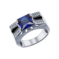 Печатка из серебра с эмалью и фианитами (Арт.94011395)