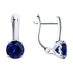 Серьги из серебра с синими корунд (синт.) (Арт.88020061)