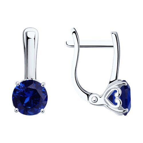 Серьги из серебра с синими корунд (синт.) (Арт.88020061)