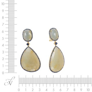 Серьги из золота с бриллиантом и корундом (Арт.me32652-br-bl-bs-yg_dl_dn_sa_cr_yg)