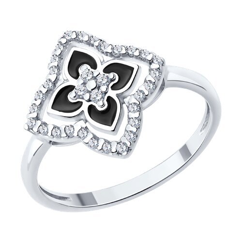 Кольцо из серебра с фианитами и эмалью (Арт.94014642)