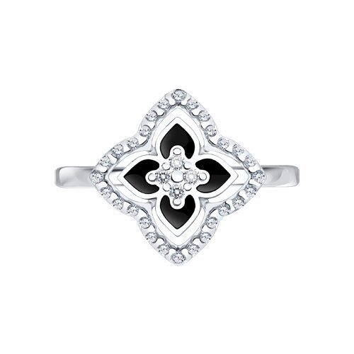 Кольцо из серебра с фианитами и эмалью (Арт.94014642)