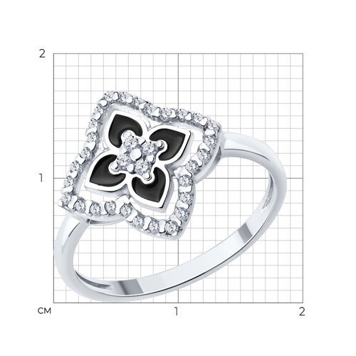 Кольцо из серебра с фианитами и эмалью (Арт.94014642)